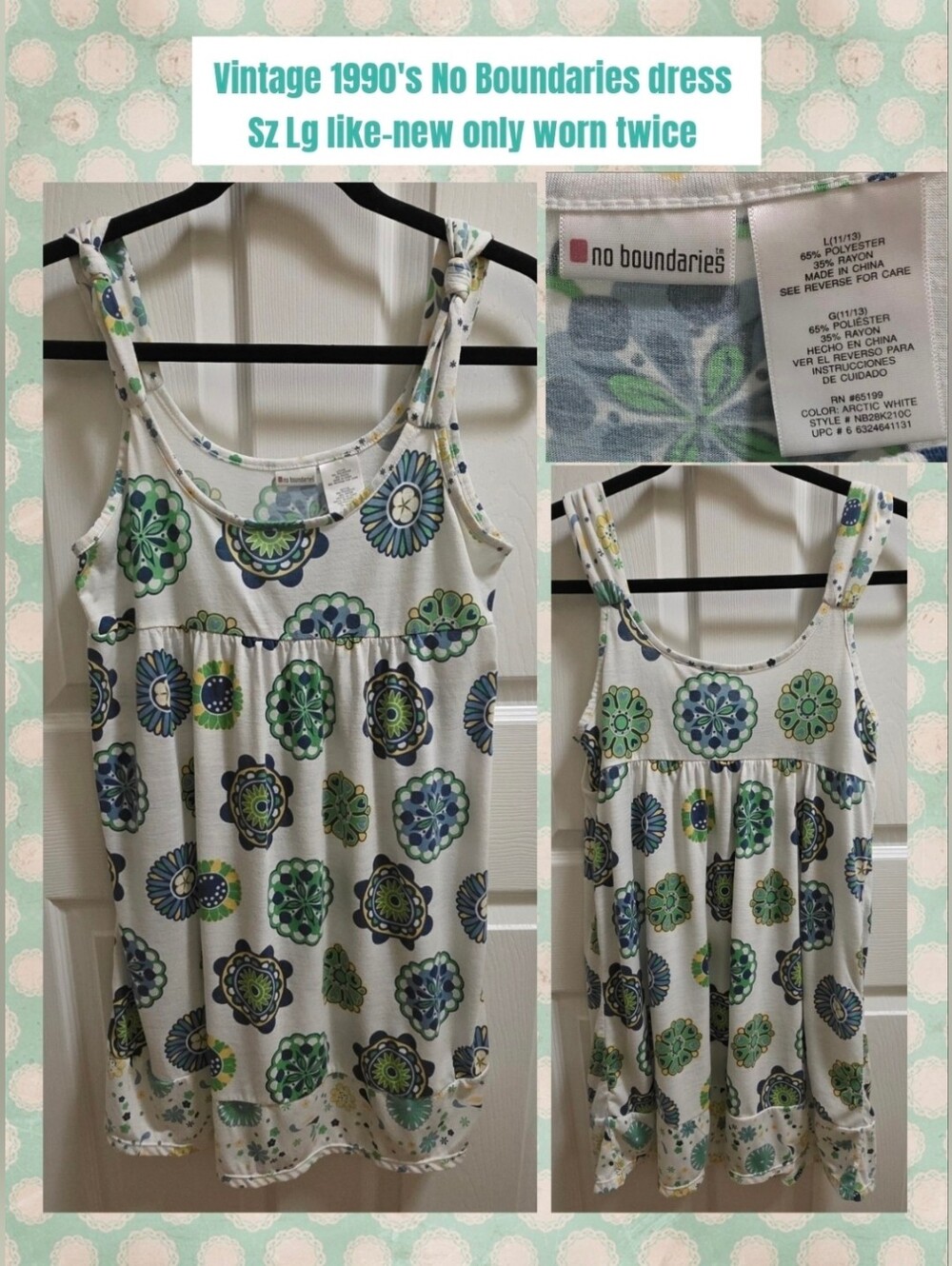 90's Vintage No Boundaries Floral Tank Dress in Green & Blue